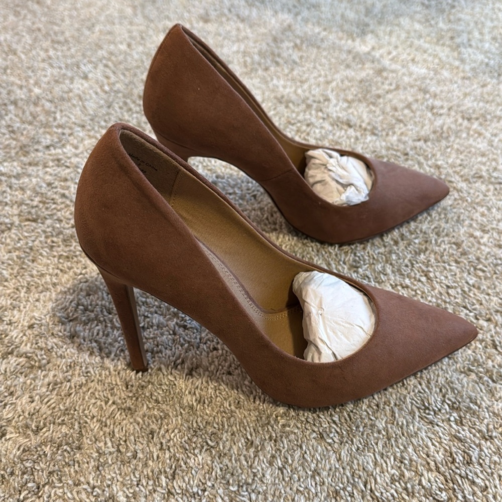 ASOS suede heel pumps brown 7